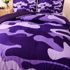 Meeting Story Camouflage Bedding Set, Purple Camouflage Comforter Set, 3 PCS One Comforter and Two Pillowcases, Lightweight Bedspread for Girls Teens Adults (Purple, Queen)