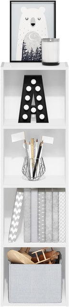 Furinno Luder Bookcase / Book / Storage, 4-Tier Cube,White