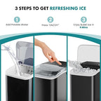 OLIXIS Ice Maker Machine with Handle,26lbs in 24 Hours,9 Cubes in 6 Mins,Auto-Cleaning Portable Ice Maker with Basket and Scoop, Countertop for Home, Kitchen, Camping, RV, Bright Black