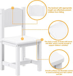 Timy Toddler Wooden Chair Pair, Kids Furniture for Eating, Reading, Playing 2 Pack (White)