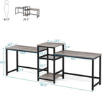 Tribesigns Extra Long Two Person Desk with Storage Shelves, 96.9 inch Double Computer Desks with Printer Shelf for 2 People, Rustic Writing Desk Workstation for Home Office