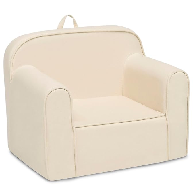 Delta Children Cozee Chair -Foam Kids Chair for Ages 18 Months and Up, Oatmeal