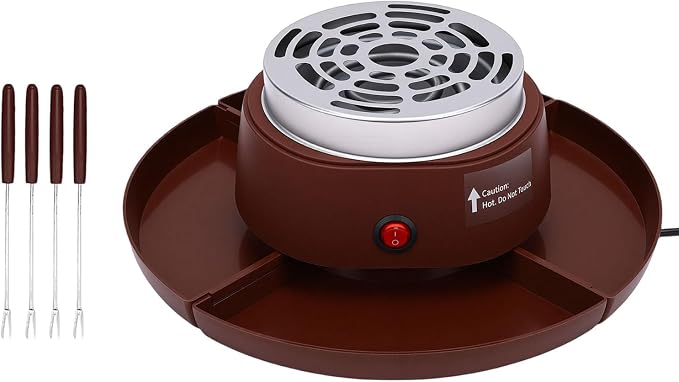 TOPINCN 2 in 1 Electric Smores Maker Fondue Pot Smores Roaster Kit Indoor Tabletop Marshmallow Melter with 4 Roasting Forks Detachable Trays for Family Gatherings Game Nights (US Plug 110V)