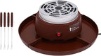 Rengue 2 in 1 Electric Smores Maker and Fondue Pot Indoor Tabletop Roaster with 4 Roasting Forks Detachable Trays for Family Gatherings (US Plug 110V)