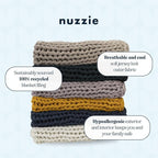 Nuzzie Chunky Knit Weighted Blanket - Breathable, Cooling, Hand Made Knit Throw Blanket for Sleep - Machine Washable, Stylish Decor Design (Misty Grey, Queen | 22lbs | 60"x80")