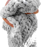 Chunky Knit Blanket Soft Handmade Knitting Throw for Bedroom Sofa Decor Super(Light Gray 47"x60")