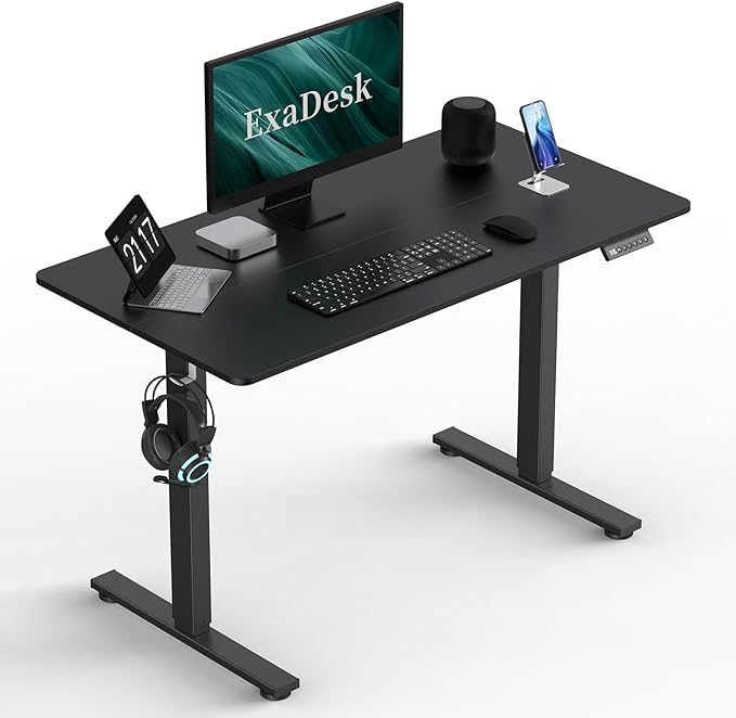 40 * 24 Inches Electric Standing Desk, Adjustable Height Sit Stand Up Desk with 3 Memory Presets, Motorized Home Office Computer Gaming Workstation Desk, Classical Black