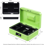 KYODOLED Large Cash Box with Combination Lock,Safe Metal Box for Money, Storage Lock Box with Money Tray,9.84"x 7"x 3.54" Limegreen Large