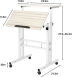 sogesfurniture Mobile Standing Desk Laptop Workstation on Wheels, Adjustable Computer Desk for Standing or Sitting, Maple 101-MP