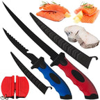 Fishing Knife Set, Fish Cleaning Kit, Filet Knife for Fish, Fish Scale Cleaning Brush, Multi-Functional Scissors, Gloves, Fishbone Tweezers, Storage Bag,Fishing Accessories,Fishing Tool Kit