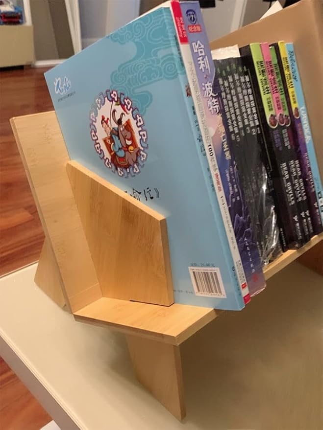 Wood Bookcase, Tilted Bookcase,Desktop Bookshelf Simple Tabletop Tilted Bookcases for Books Magazine CD,Desk Organizers and Storage Rack in Living Room/Office/Home.
