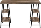 Monarch Specialties 7525 Computer Desk, Home Office, Laptop, Storage Shelves, 48" L, Work, Metal, Laminate, Black, Contemporary, Modern Desk-48, 47.25" L x 23.75" W x 30" H, Brown Reclaimed Wood-Look