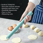 Silicone Rolling Pin Stainless Steel Inner Core Non Stick Rolling Pin Blue