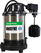 Wayne 3/4 HP Heavy Duty Submerisble Cast Iron and Stainless Steel Sump Pump with NEW Switch - Removes up to 5,490 Gallons of Water Per Hour
