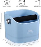 Espresso Knock Box - Bincoo Blue Espresso Machine Knock Box/Espresso Grounds Knock Box, Barista Style Coffee Knock Box for Grounds with Removable Shock-Absorbent Knock Bar and Anti-Slip Base. (Blue)
