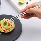 IQCWOOD Metal Chopsticks,10 Pairs 304 Stainless Steel Flat Chopsticks, 8.66 Inch Dishwasher Lightweight Korean Chopsticks Set Reusable Classic Style for Dinner