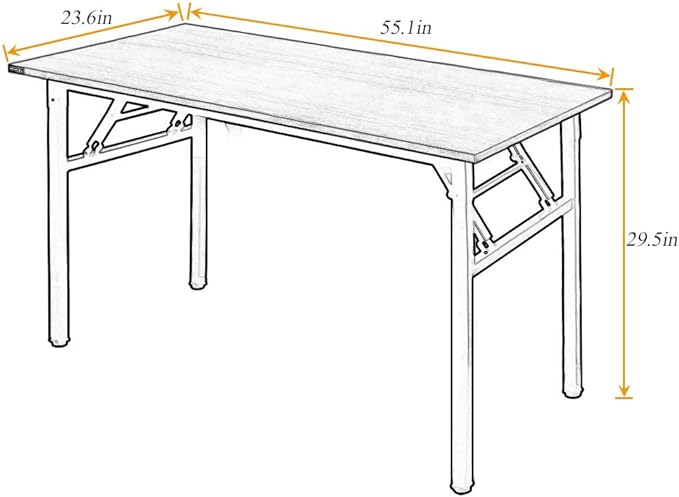 SogesGame Computer Desk,55 Inch Modern Simple Style Folding Tables,Home Office Writing Desk, Space Saving Foldable Table, No Install Needed, Retro Black