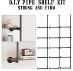 HITOMEN Industrial Iron Pipe Shelves, 3 Set 5-Tier, 70" Tall, 12" Depth, DIY Open Bookshelf Bookcase, Wall Mounted Vintage Retro Shelving, Rustic Farmhouse Pantry Kitchen Storage, Black Shelf Brackets
