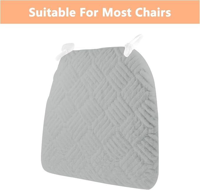 Plush Chair Cushion, Oval Chair Cushion Pad,Ultra Soft Nonslip Seat Pad,Comfortable Chair Cushion Cover,2PCS Memory Foam Chair Seat Cushion for Home Office Kitchen Dining Chairs Grey