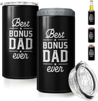 SANDJEST Bonus Dad Tumbler Gifts from Step Daughter Son - 12oz 4 in 1 Design Step Father Tumbler Cup Can Cooler - Best Bonus Dad Ever Insulated Cans Coozie Christmas, Birthday, Father's Day Gift