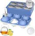 ROTTAY Ice Cube Trays (Set of 2), Sphere Ice Ball Maker with Lid & Large Square Ice Cube Maker for Whiskey, Cocktails and Homemade, Keep Drinks Chilled