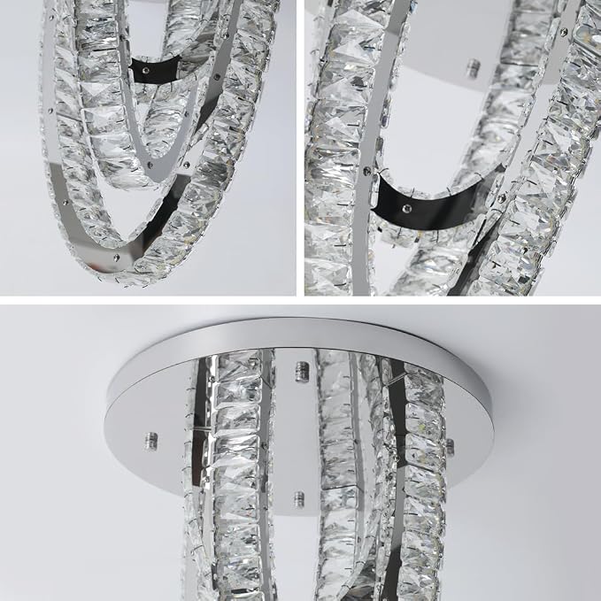 Modern Crystal Ceiling Light Chandelier, Flush Mount Lighting Fixture Pendant Ceiling Lamp Light for Living Room Bedroom Dining Room Hallway
