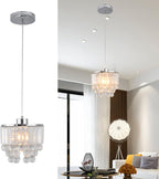Set of 2 Polished Crystal Chandelier Pendant Light,Cord Adjustable Hanging Pendant Lamp, Modern Light Crystal Decorative Pendant Lighting Fixture for Kitchen Island Dining Room Cafe Shops Restaurants