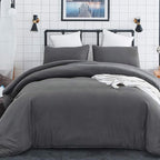Deep Grey Comforter Set King Dark Gray Beddig Set Women Solid Gray Color Bedding Set 3 Pieces with 2 Pollowcases Lightweight Durable Gray Blanket Sets Breathable Gray Bed Comforter Set King