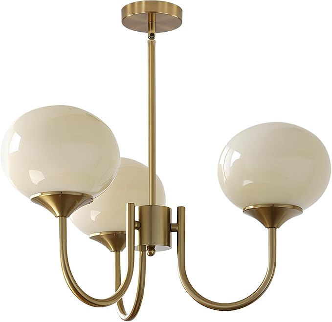 Brass 3 Light Chandelier Gold Sputnik Ceiling Light Fixture Vintage Yellow Glass Pendant Light Mid Century Modern Dining Room Chandelier