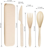 YDYTOP Reusable Travel Utensils Set with Case, Beige Wheat Straw Portable Knife Fork Spoons Tableware, Eco-Friendly BPA Free Cutlery for Kids and Adults as Travel Picnic Camping Utensils