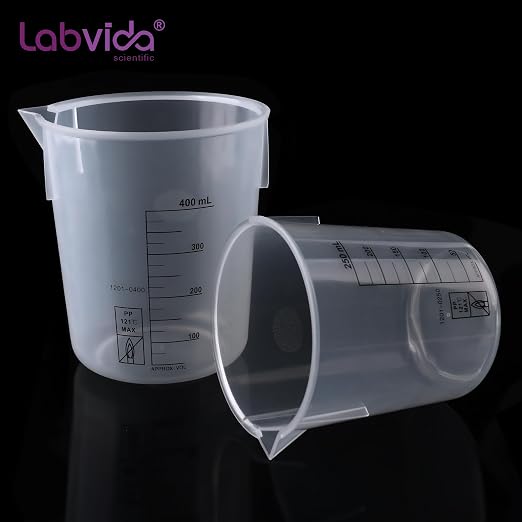 12PCS Mini Plastic Beakers, Vol.30ml(1.01oz) Stackable Measuring Cup with Black Scale line, Plastic Pitcher PP material Ideal for Science Activities and Household Use, LVB010