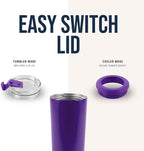 4 in 1 Universal Can Cooler - Purple, Can Holder Insulated, Beer Bottle Cooler, Universal Holder for All Drink Sizes, Stainless Steel Insulated Tumbler, Tailgating Accessories
