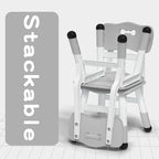4 Piece Kids Chair Set 3 Levels Adjustable Stackable Kids Chairs Ideal for Playrooms, Schools, Daycares and Homes Washable and easy to clean Max weight 220LB(Grey 4Piece set)