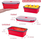 Collapsible Food Storage Containers with Airtight Lid & Air Vent, 40.5 oz, Kitchen Stacking Silicone Collapsible Meal Prep Container Set for Leftover, Microwave Freezer Dishwasher Safe, Red, Set of 4