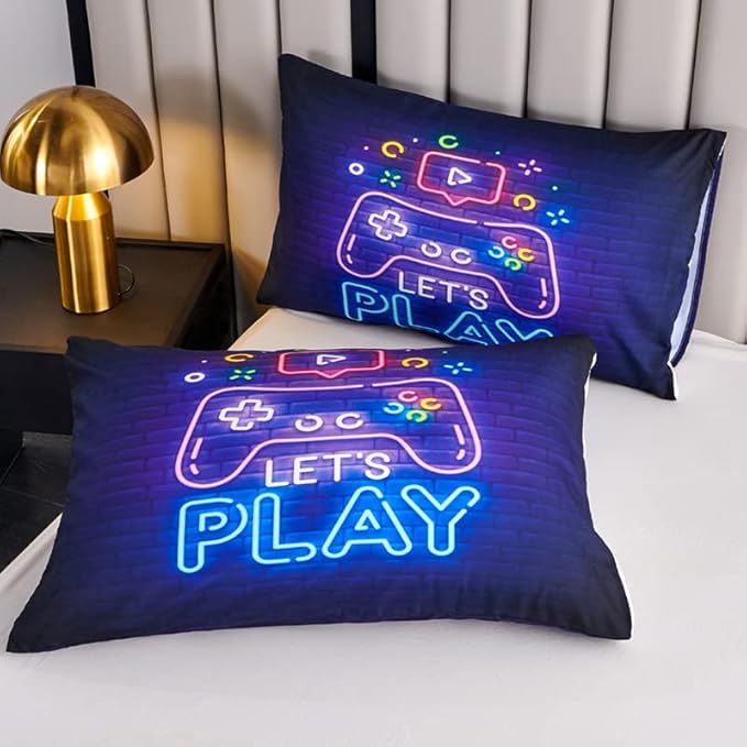 Gamer Bedding Sets for Boys,Twin Comforter Set for Boys,Gaming Comforter Set for Boys,Kids Bedding Twin with 2 Gamer Pillowcases,Microfiber Boys Bed Set,All Season Use