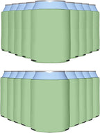 PartyPrints 100 Pack Mint Blank Can Cooler Sleeves, Customizable Bulk Insulated Foam for Beer, Collapsible Plain Drink Holder, Cold Soda Insulator, 12oz Regular, 16oz Tall Cans