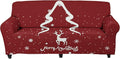 FKELYI Super Stretch Sofa Slipcover Christmas Reindeer Snowflake Printed Sofa Couch Cover Washable Furniture Protector with Elastic Bottom-L