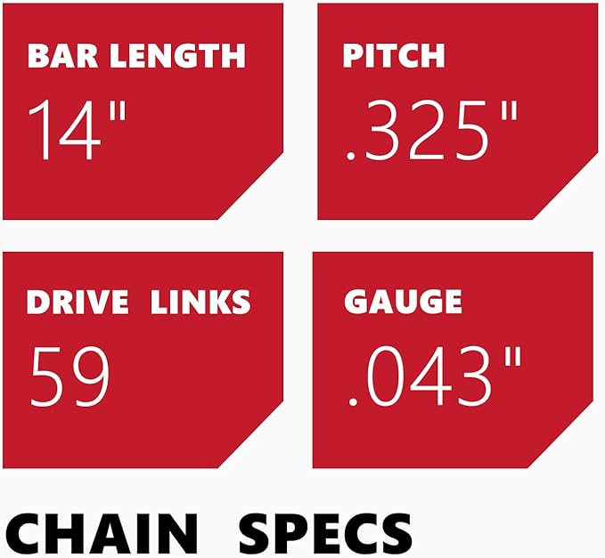KAKEI 14 Inch Chainsaw Chain .325" LP Pitch .043" Gauge 59 Drive Links for Husqvarna 535iXP, Milwaukee M18 FUEL(2826-20T), Dewalt DCCS674-49162820, N59, 80TXL059G (3 Chains) - Semi Chisel