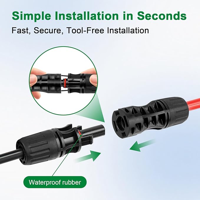 XRDS -RF Solar Extension Cable 8AWG, 3FT Red & Black Solar Panel Wire with Solar Connectors, PV Wire with Disconnect Wrenches & Extra Male/Female Connectors for RV, Camper, Inverter, Off-Grid System