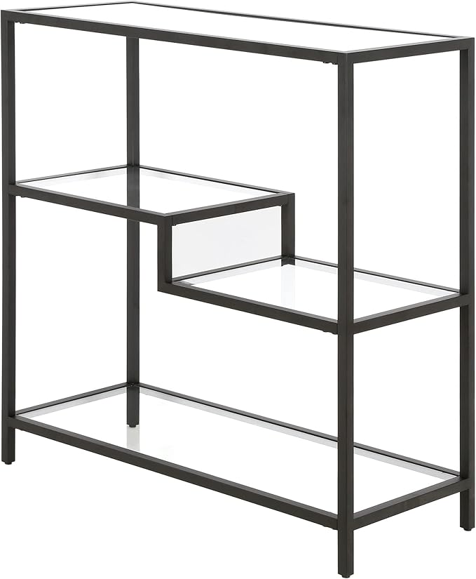 Henn&Hart 36" Tall Rectangular Bookcase in Blackened Bronze, for Home Office, Living Room