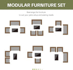 Patio Furniture Set,4 Piece Garden Conversation Set, Outdoor Wicker Rattan Table and Chairs, Black Patio Set, Sectional Sofa with Thick Cushion for Garden, Yard, or Porch (Brown/Grey)…