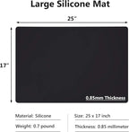Silicone Mats for Kitchen Counter, Large Silicone Countertop Protector 25" by 17", Nonskid Heat Resistant Desk Saver Pad, Multipurpose Mat, Placemat, Black