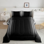 Geometric Abstract Ombre Bedding Set Men Adults Teens Grey Gray and Black Striped Comforter Set Kids Boys Girls Simple Modern Quilt Setwith 2 Pillowcases 3Pcs Bedding Full