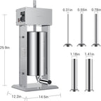 Electric Sausage Stuffer Maker, Vertical Electric Stuffer 11 Adjustable Speed Stainless Steel Commercial Sausage Filler Meat Stuffers with 5 Stuffing Tubes, Home & Commercial (30Lb/15L)