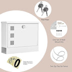 LAND·VOI Locking Mailbox Wall Mounted, Metal Postbox with Three Sets of Mail Box Number Stickers, 4 Keys, 14.4" x 4.5" x 11.2", Large Capacity, Textured White, AMB11W