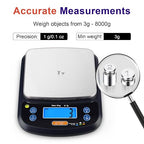 THINKSCALE Digital Kitchen Scale 17.6lb/8kg, Removable Stainless Steel Pan | Food Scale with Baker's % Percentage, IPX6 Waterproof, Tare Function for Baking, Cooking, Meal Prep, USB Adapter Included