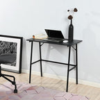 FurnitureR Home Office Computer Desk, Compact Writing Desk Study Desk with Metal Frame for Apartment, Dorm, Bedroom, Small Space (39.4 Inch, Black)
