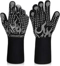 Comsmart BBQ Gloves, 1472F Heat Resistant Silicone Non-Slip Oven Mitts, Long Kitchen Gloves Perfect for Grilling, Cooking, Baking, Cutting