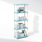 Furinno Turn-N-Tube 5-Tier Multipurpose Compact Display Rack, Shelving Unit, Bookcase, Light Blue/White