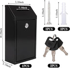 Metal Donation Box with Lock Ballot Box Drop Box with Lock Suggestion Box with Slot and Locks Metal Locks Boxs Comment Box Voting Box Key Drop Box for Home Office(Black,10.24 x 5.71 x 2.95 Inch)